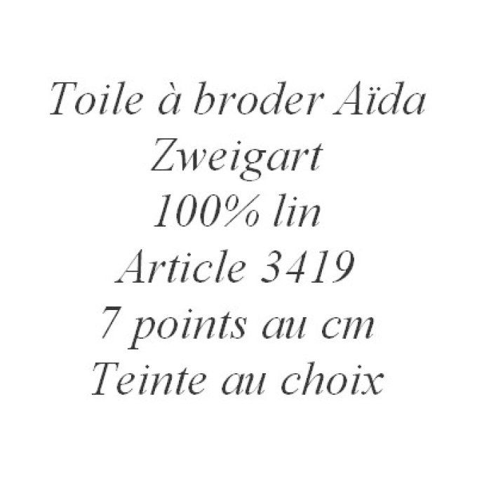 Toile à broder Aïda de lin Zweigart, art. 3419, 7 points au cm, 50 cm x 55 cm