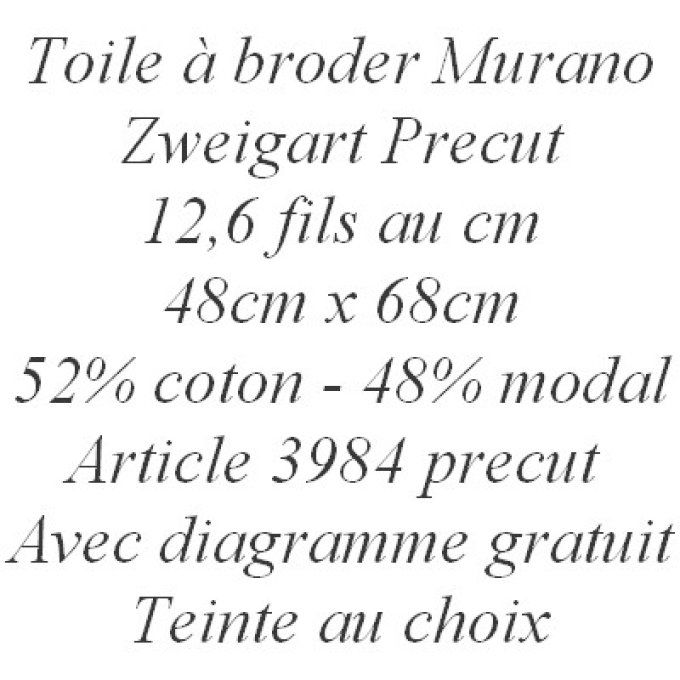 Toile Murano Precut, 12,6 fils au cm, 48cm x 68cm, teinte au choix